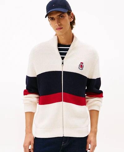 Tommy Hilfiger Men's Zip-Through Stripe Logo Sweater