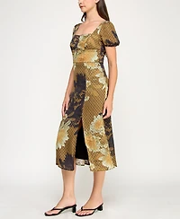 Bcx Juniors' Printed Square-Neck Midi Dress