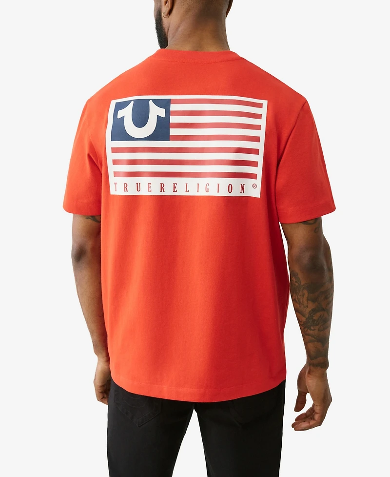 True Religion Men's Short Sleeve Horseshoe Flag T-Shirt