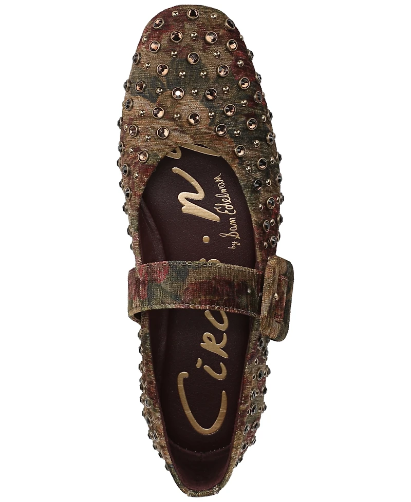 Circus Ny by Sam Edelman Women's Blaire Rhinestone Buckled Mary-Jane Flats