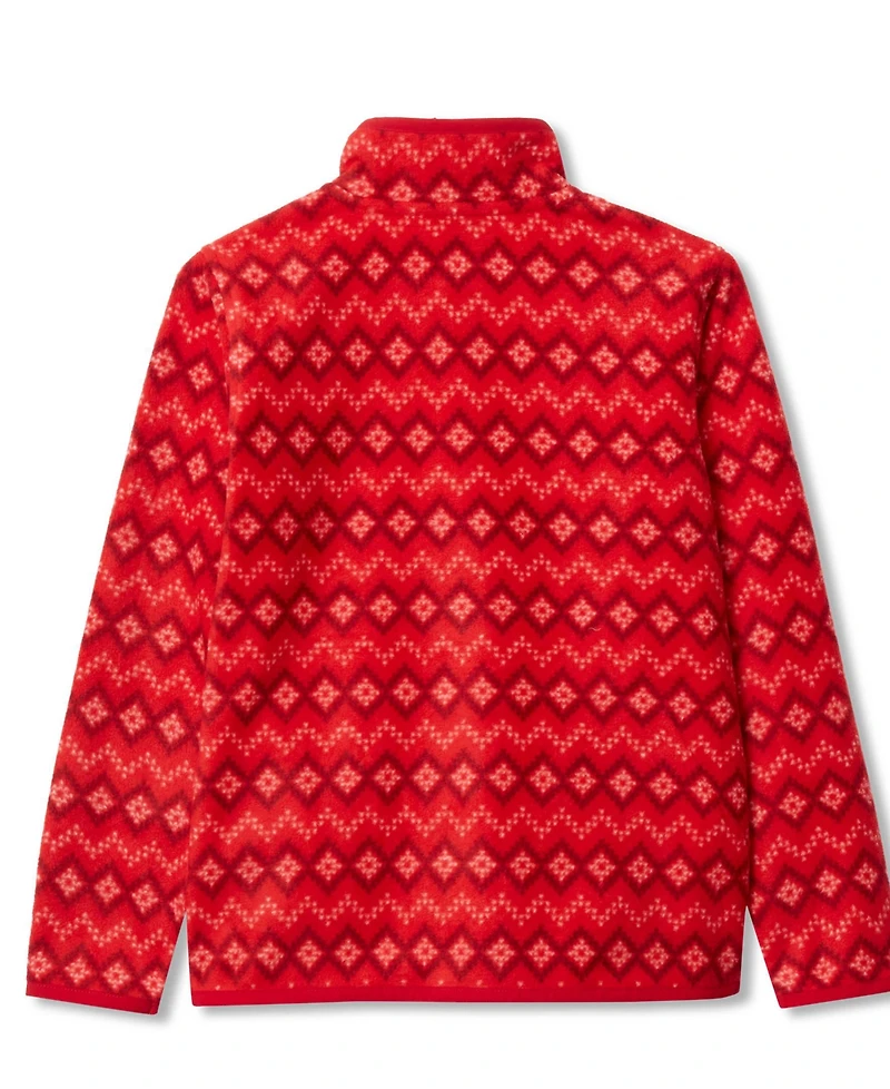 Lands' End Girls Heritage Fleece Snap Neck Pullover Top