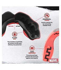 SafeJawz Marvel Sports Mouthguard Dual Layer Premium Mouth Guard with Case for Basketball, Football, Mma, Hockey