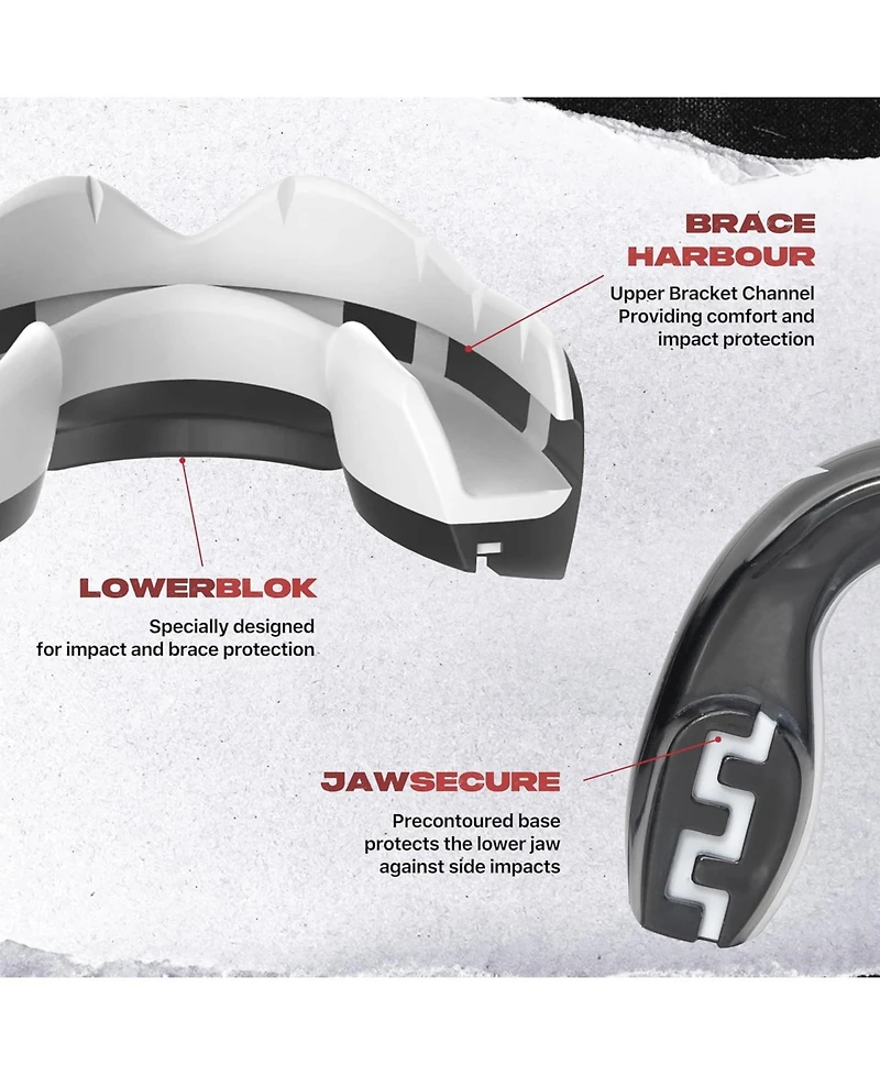 SafeJawz Ortho Protective Sports Mouth Guard for Braces with Case Boxing, Basketball, Lacrosse, Football, Mma, Hockey - Ice Pink