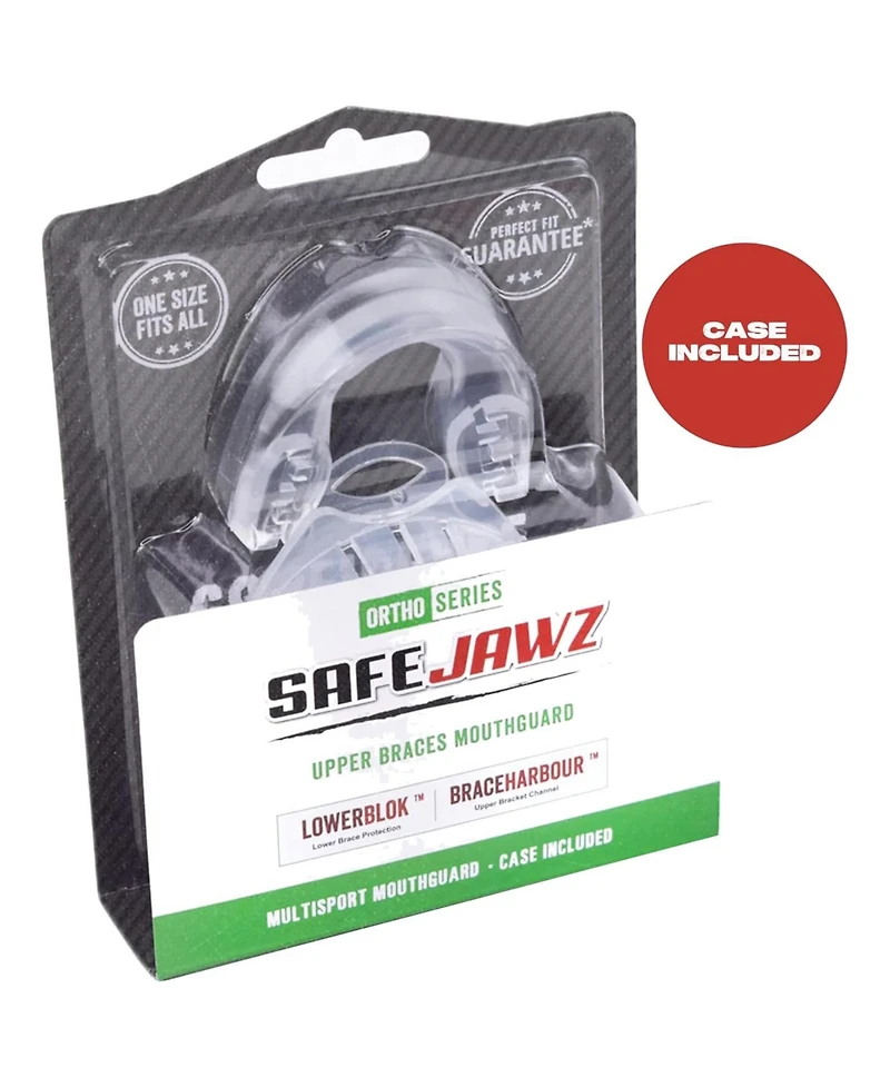 SafeJawz Ortho Protective Sports Mouth Guard for Braces with Case Boxing, Basketball, Lacrosse, Football, Mma, Hockey - Ice Pink