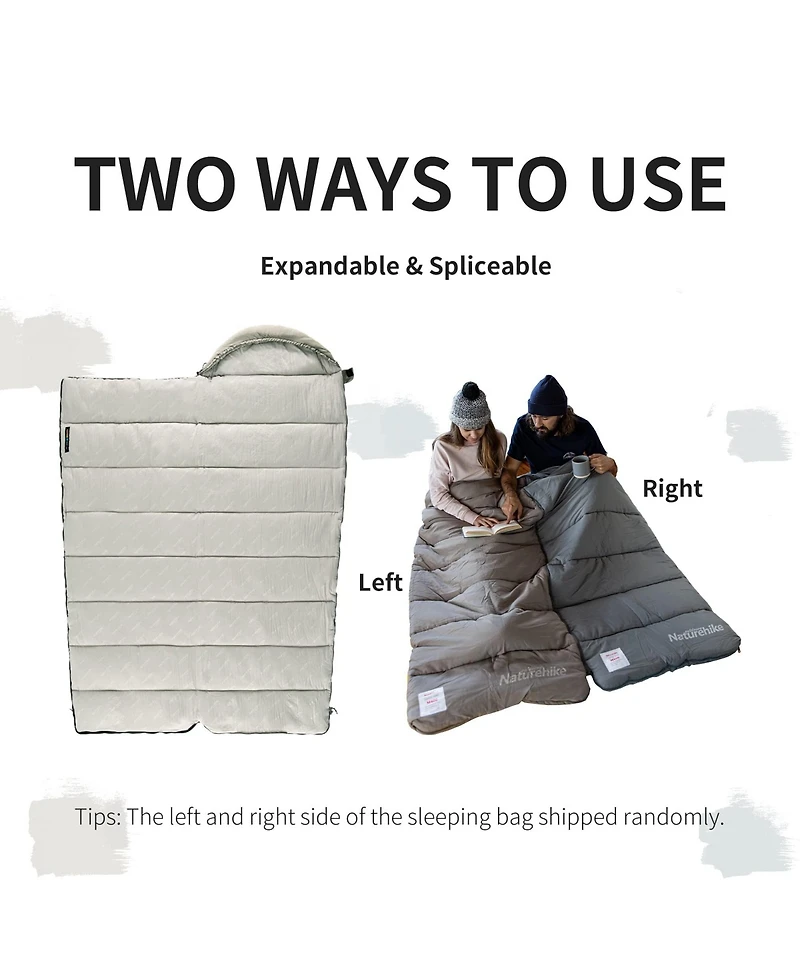 Naturehike Sleeping Bag for Adults with Hood,33 Lightweight Hollow Cotton Sleeping Bag,3 Seasons Waterproof Spliceable Sleeping Bags