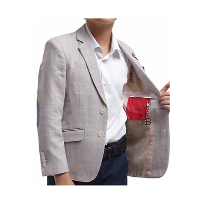 Elie Balleh Boys Slim Fit Checked Blazer