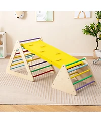 3-Piece Toddler Climbing Triangle Set with 2 Triangles and 1 Ramp To Play
