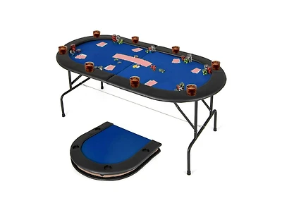 Akiudex 8 Players Texas Holdem Foldable Poker Table