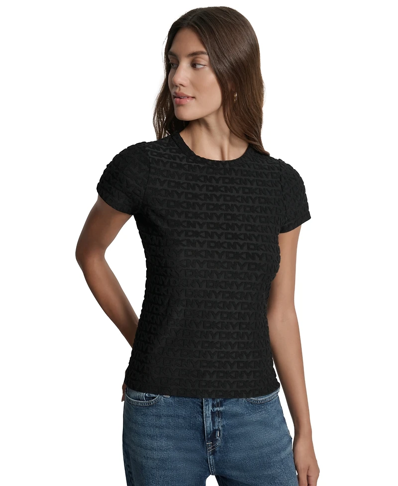 Dkny Jeans Women's Jacquard Logo Crewneck T-Shirt