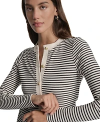 Dkny Jeans Women's Striped Button-Front Cardigan