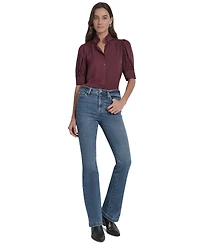 Dkny Jeans Women's Stand Collar Puff-Sleeve Shirt