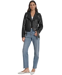 Dkny Jeans Women's Faux-Leather Moto Jacket - BLK