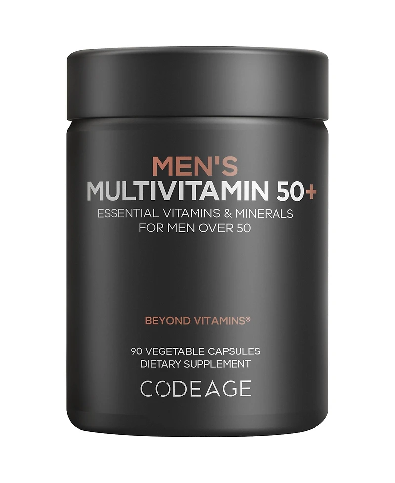 Codeage Men's Multivitamin 50+ Supplement Essential Vitamins for Men Over 50 Years Old, Minerals, CoQ10, Turmeric, Panax Ginseng, 90 Capsules