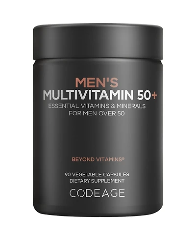Codeage Men's Multivitamin 50+ Supplement Essential Vitamins for Men Over 50 Years Old, Minerals, CoQ10, Turmeric, Panax Ginseng, 90 Capsules