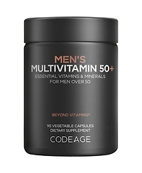 Codeage Men's Multivitamin 50+ Supplement Essential Vitamins for Men Over 50 Years Old, Minerals, CoQ10, Turmeric, Panax Ginseng, 90 Capsules