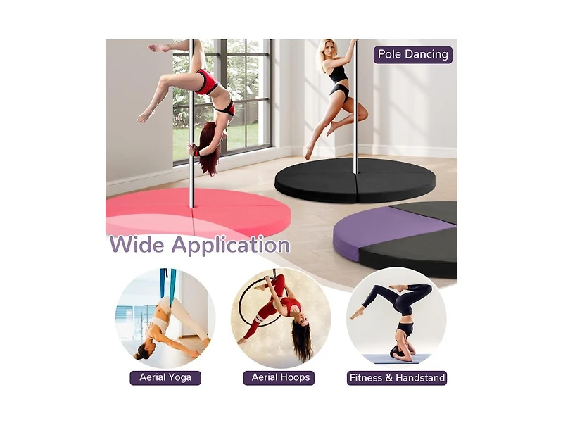 Akiudex Pole Dance Crash Mat Round Portable Yoga Mat with Epe Foam