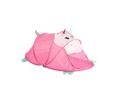 Cesicia Figural Unicorn Pop Up Portable Play Tent with Carry Case, 71" L x 35" w x 33" H, Pink