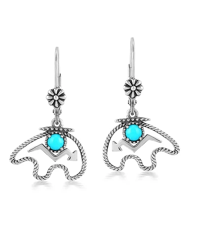 American West Jewelry Sterling Silver Sleeping Beauty Turquoise Bear Lever Back Earrings