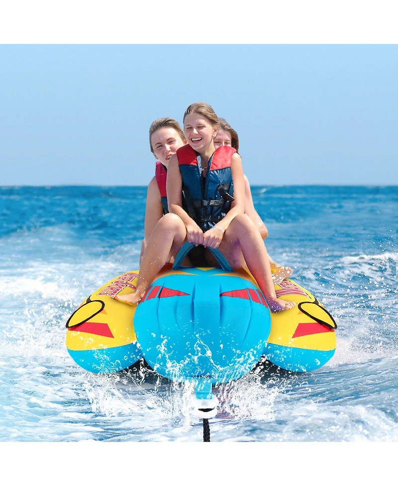 Akiudex 3-Person Inflatable Banana Boat with 3 Eva-padded Seats and Handles