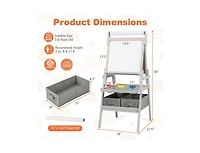 Akiudex 3-in-1 art easel for kids with magnetic chalkboard and whiteboard