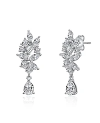 Rachel Glauber White Gold Plated with Clear Cubic Zirconia Marquise & Pear Shaped Clear Cubic Zirconia Dangling Earrings