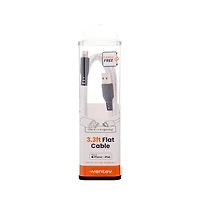 Ventev Flat Usb A to Apple Lightning High Speed Tangle-Free 3 Foot Cable-White