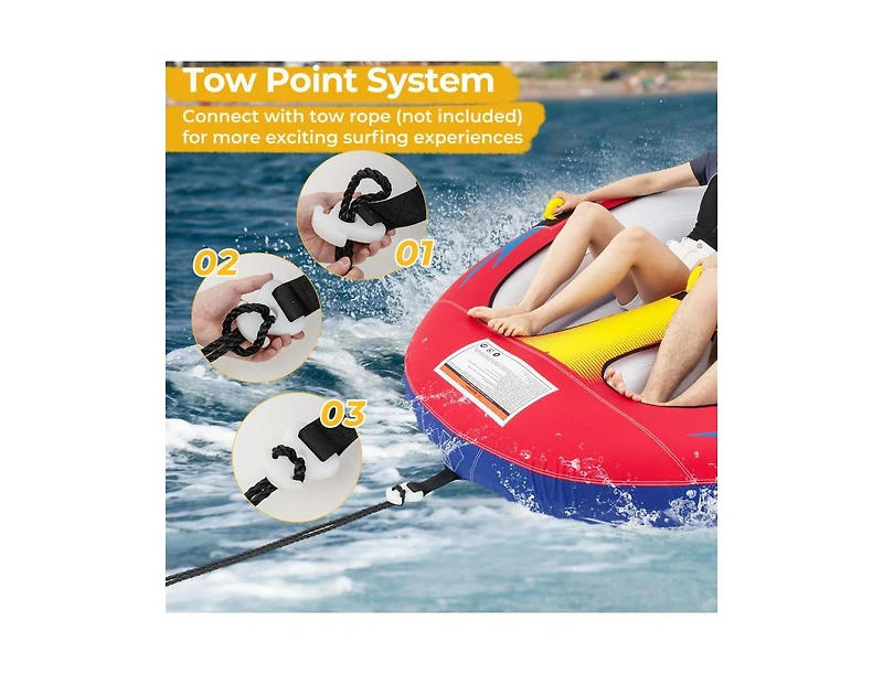 Akiudex 1 or 2 Person Inflatable Towable Tube for Boating with Drainage