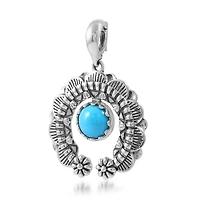American West Jewelry Sterling Silver Sleeping Beauty Turquoise Round Cut Naja Pendant Enhancer