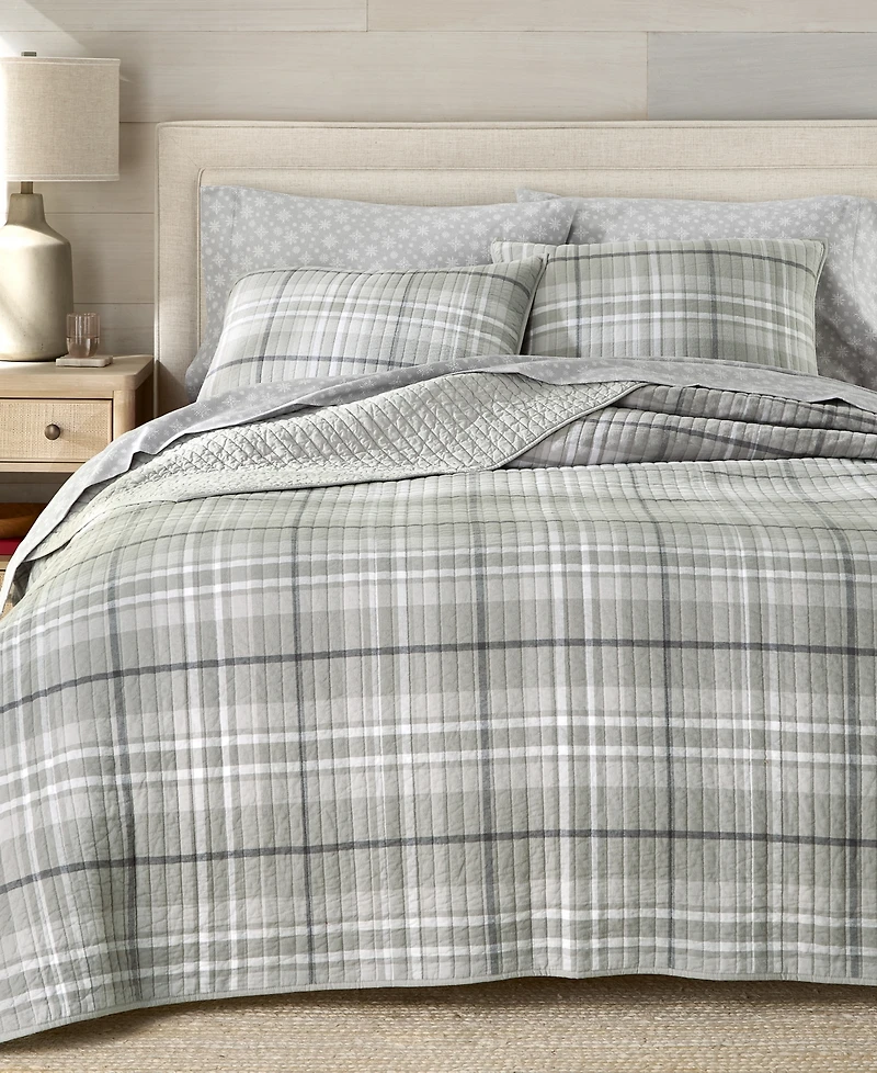 Charter Club Brushed Cotton Plaid 3-Pc. Quilt Set, Full/Queen, Macy's Exclusive
