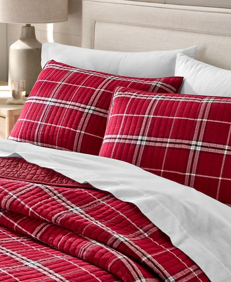 Charter Club Brushed Cotton Plaid 3-Pc. Quilt Set, Full/Queen, Macy's Exclusive