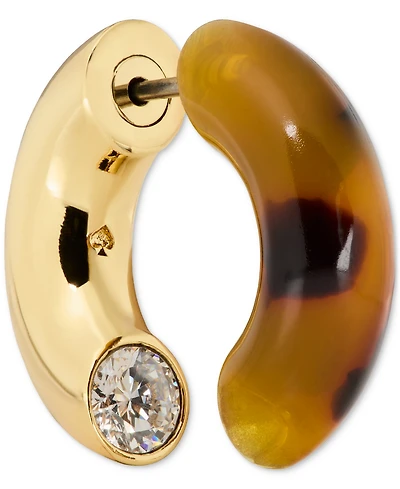 kate spade new york Gold-Tone Interlock Tortoise Huggie Earrings