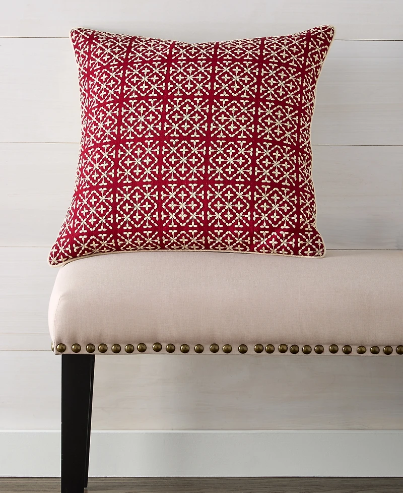 Charter Club Embroidered Tiles Decorative Pillow, 20" x 20", Exclusively at Macy's