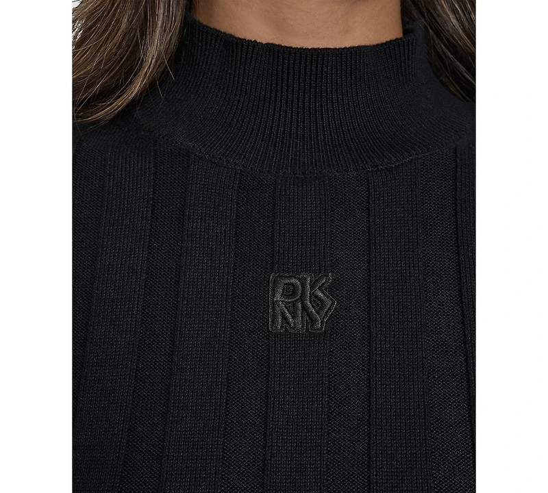 Dkny Jeans Women's Mock Neck Cotton Rib Knit Sweater