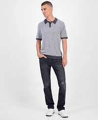 Guess Men's Isaac Short Sleeve Textured Polo Sweater