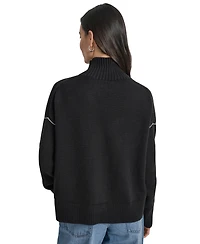 Dkny Jeans Women's Intarsia Logo Turtleneck Sweater