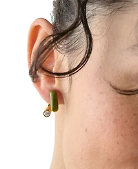 kate spade new york Gold-Tone Interlock Tortoise Huggie Earrings