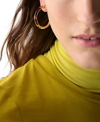 kate spade new york Gold-Tone Interlock Tortoise Medium Hoop Earrings, 1.34"