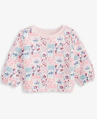 First Impressions Baby Girls Long-Sleeve Patchwork Floral-Print Fleece Sweatshirt, Exclusively at Macy's