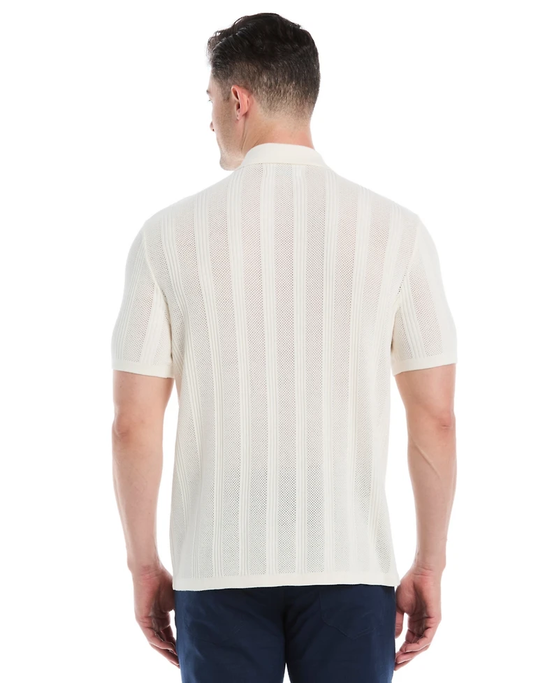 Cubavera Men's Short Sleeve Camp Collar Sweater Button-Front Shirt