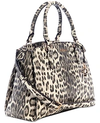 Guess Tinsley Medium Leopard Print Three Compartment Satchel