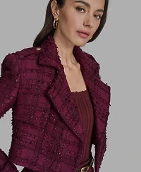 Bcbg Women's Cropped Tweed Trench Jacket