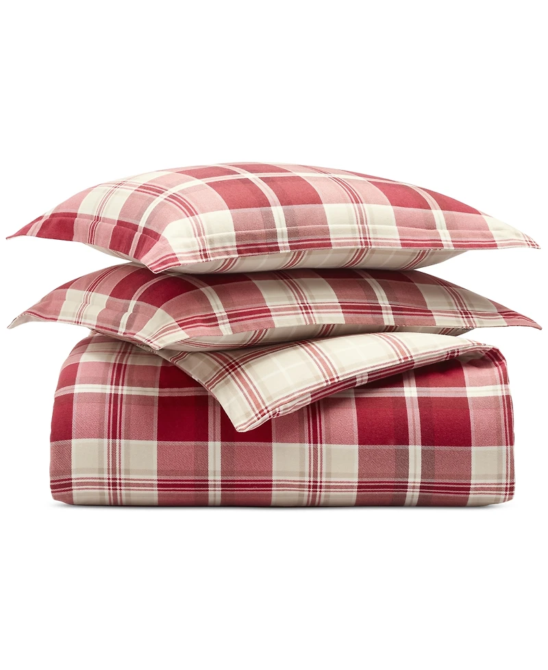 Charter Club Crimson Plaid Flannel 3-Pc. Comforter Set, Full/Queen, Macy's Exclusive