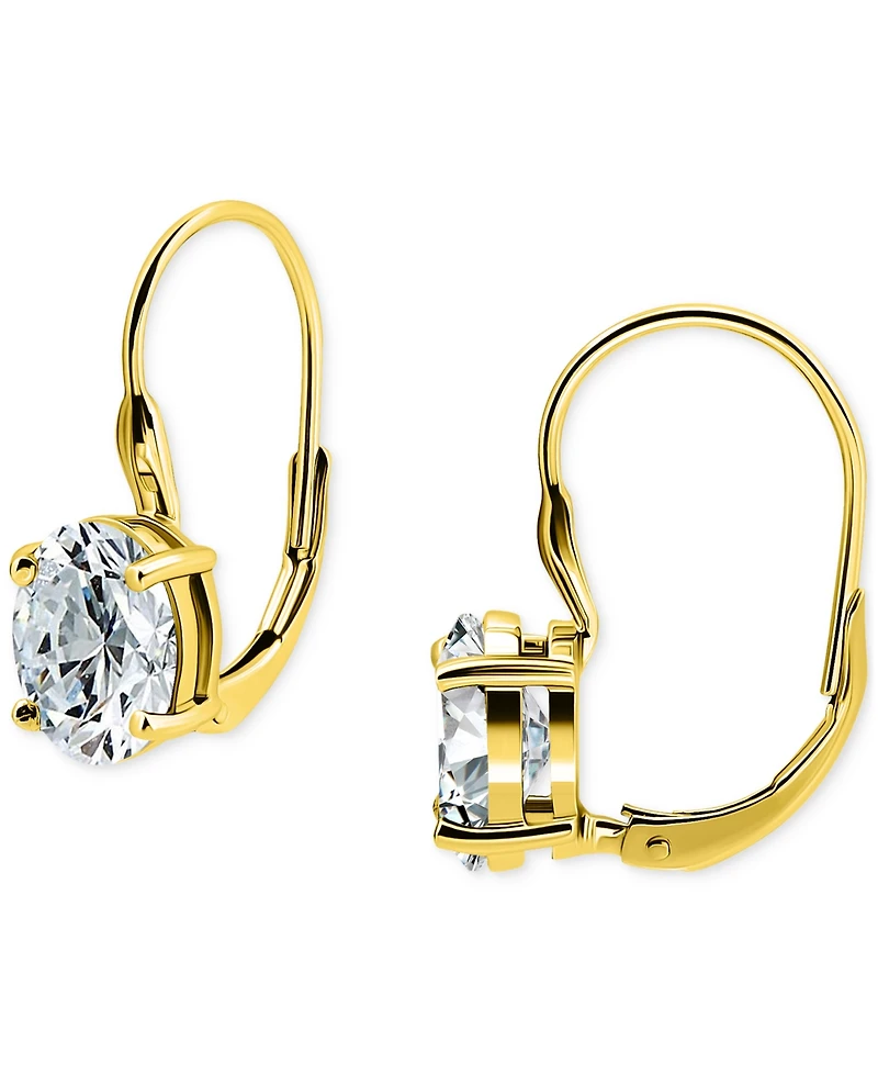 Giani Bernini Cubic Zirconia Oval Leverback Drop Earrings in 18k Gold-Plated Sterling Silver, Macy's Exclusive