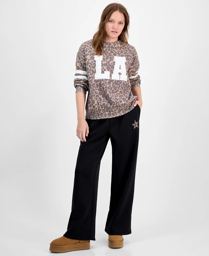 Madden Girl Juniors' Patch Crewneck Long-Sleeve Sweatshirt