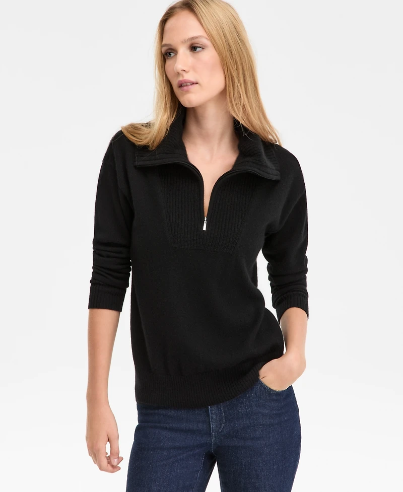 Charter Club 100% Cashmere Women's Quarter-Zip Sweater, Created for Macy's