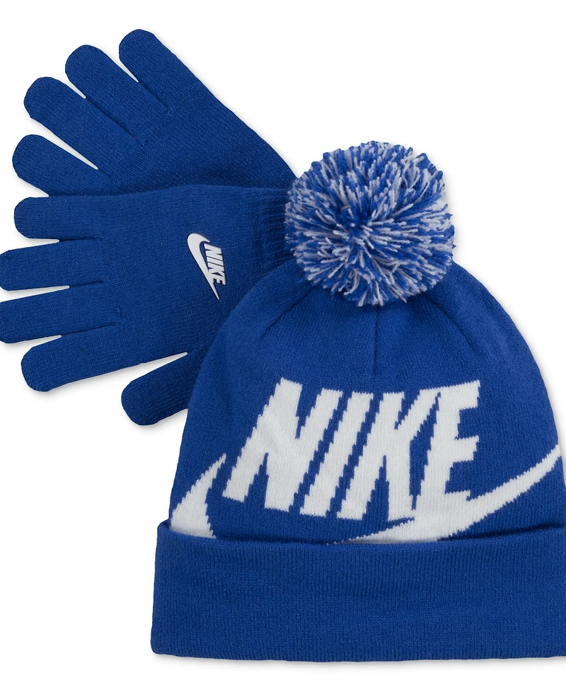 Nike Big Boys 2-Piece Swoosh Beanie and Gloves Set