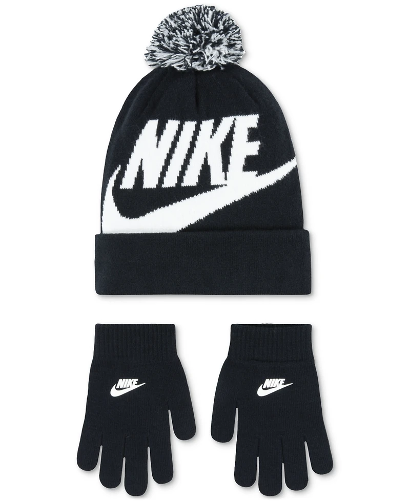 Nike Big Boys 2-Piece Swoosh Beanie and Gloves Set