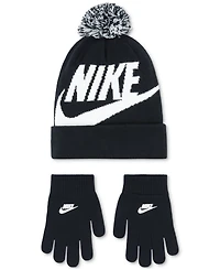 Nike Big Boys 2-Piece Swoosh Beanie and Gloves Set