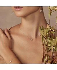 Sterling Silver 18k Gold Plated Abby Single Cultured Pearl Necklace