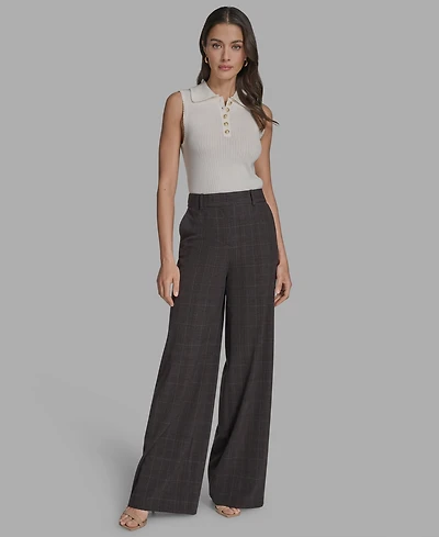 Bcbg Women's Plaid Wide-Leg Trousers